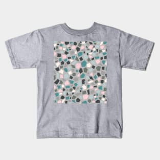 Terrazzo Tiles Style Pattern, in Pink, Green and Grey Kids T-Shirt